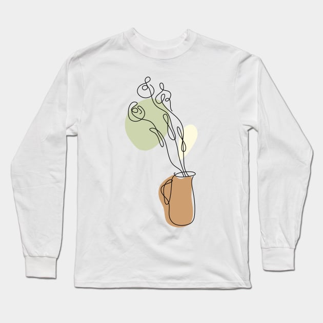 Flower Bouquet Shape Minimalist Line Art Drawing Long Sleeve T-Shirt by Twiri